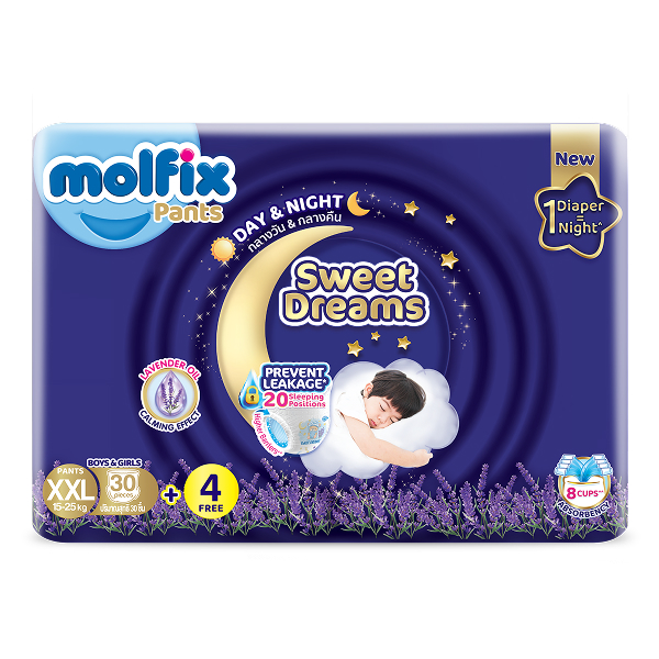 Tã quần Molfix Sweet Dreams size XXL 30 + 4 miếng (15 - 25 kg)